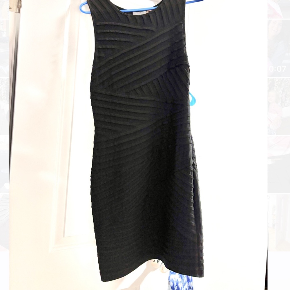 Calvin Klein Black Rouched asymmetrical Dress